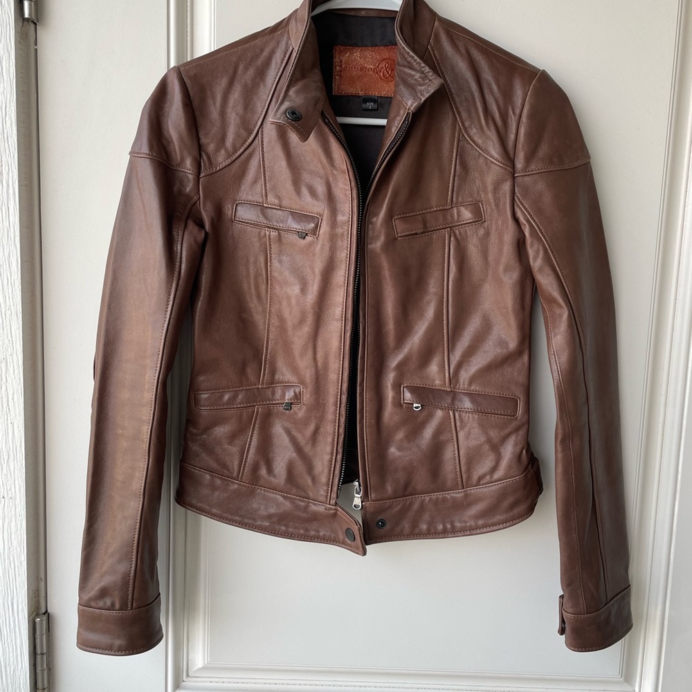 Brown Leather Jacket By Robert Comstock, Comstock… - image 1